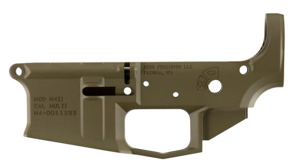 Aero Precision APAR600002C M4E1 Receiver Multi-Caliber Flat Dark Earth Cerakote Finish 7075-T6 Aluminum Material with Mil-Spec Dimensions for AR-15