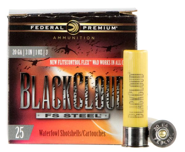 Federal PWBX2093 Black Cloud FS 20Gauge 3" 1oz 3Shot 25 Per Box/10 Case