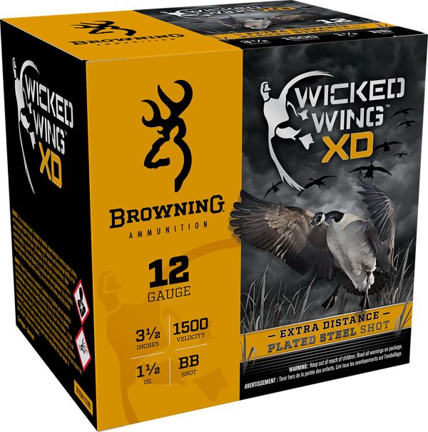 Browning Ammo B193411240 Wicked Wing XD  12Gauge 3.50" 1 1/2oz BBShot 25 Per Box/10 Case