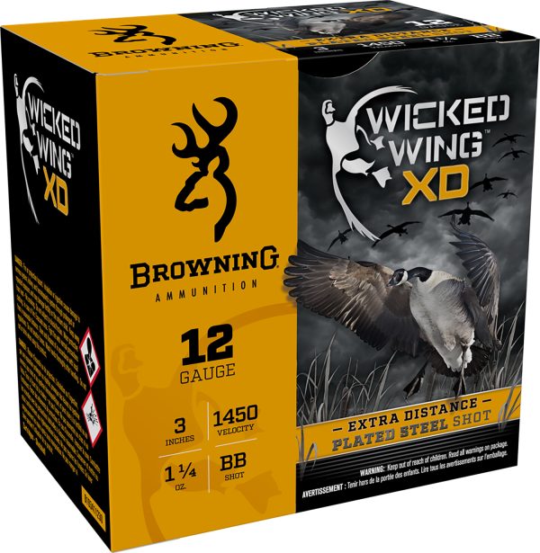 Browning Ammo B193411230 Wicked Wing XD  12Gauge 3" 1 1/4oz BBShot 25 Per Box/10 Case