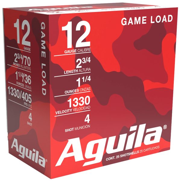 Aguila 1CHB1204 Birdshot High Velocity 12Gauge 2.75" 1 1/4oz 4Shot 25 Per Box/10 Case