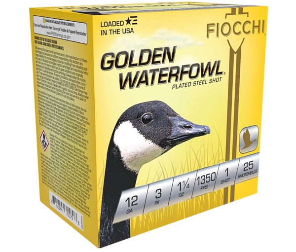 Fiocchi 123SGW1 Golden Waterfowl  12Gauge 3" 1 1/4oz 1Shot 25 Per Box/10 Case