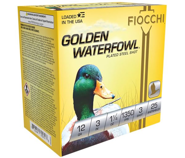 Fiocchi 123SGW3 Golden Waterfowl  12Gauge 3" 1 1/4oz 3Shot 25 Per Box/10 Case