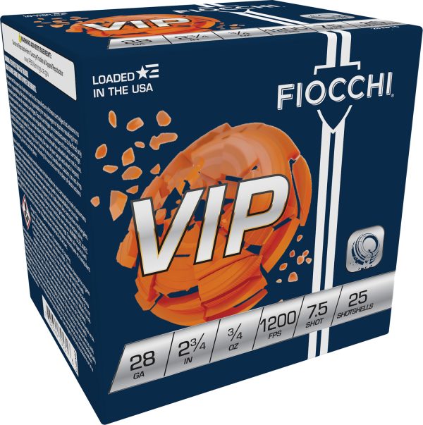 Fiocchi 28VIP75 Exacta Target VIP 28Gauge 2.75" 3/4oz 7.5Shot 25 Per Box/10 Case