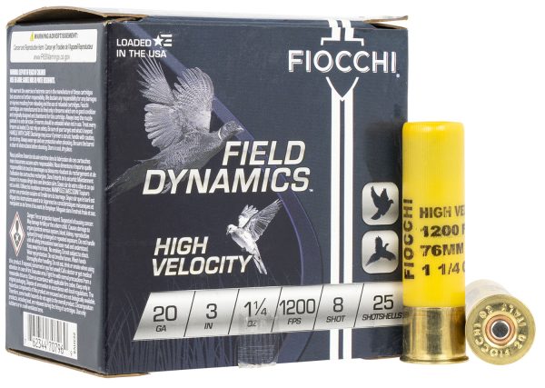 Fiocchi 203HV8 Field Dynamics High Velocity 20Gauge 3" 1 1/4oz 8Shot 25 Per Box/10 Case