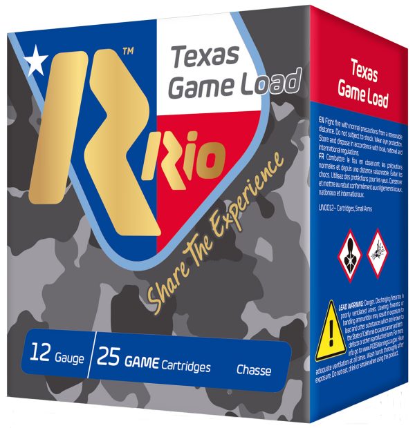 Rio Ammunition TG368TX Top Game Texas Game Load 12 Gauge 2.75" 1 1/4 oz 8 Shot 25 Per Box/ 10 Case