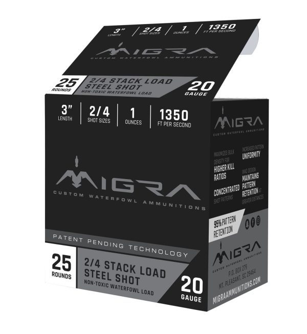 Migra Ammunitions M20S24 Combinational  20Gauge 3" 1oz 2/4Shot 25 Per Box/10 Case