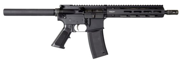 Troy Ind SPSTCA310BTB1 A3  223 Rem Caliber with 10.50" Barrel, 30+1 Capacity, Black Metal Finish, Fixed Pistol Grip Stock & Black Polymer Grip Right Hand