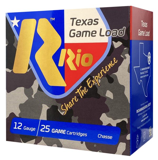 Rio Ammunition TGHV368 Texas Game Load High Velocity 12Gauge 2.75" 1 1/4oz 8Shot 25 Per Box/10 Case