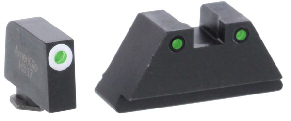 AmeriGlo GL152 Optic Compatible Sight Set for Glock  XL Tall Green Tritium White Outline Front Sight-Green Tritium Black Outline Rear Sight