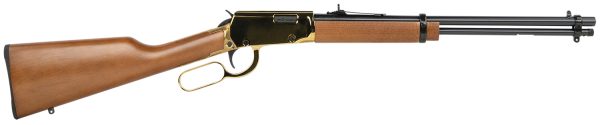 Rossi RL22181WDGLD1 Rio Bravo  22 LR 15+1 18" Polished Black Barrel, Gold Metal Rec, Hardwood Furniture