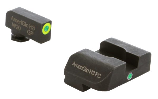 AmeriGlo GL301 i-Dot Sight  Set for Glock  Green Tritium LumiGreen Outline Front Sight-Green Tritium Rear Sight