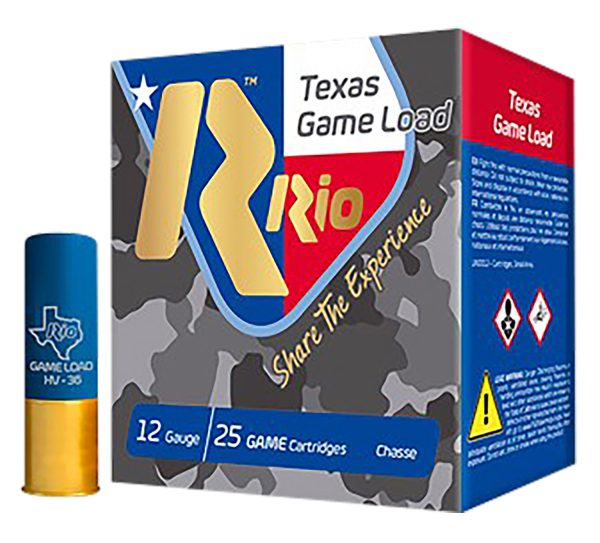 Rio Ammunition TGHV368TX Texas Game Load High Velocity 12 Gauge 2.75" 1 1/4 oz 8 Shot 25 Per Box/ 10 Case