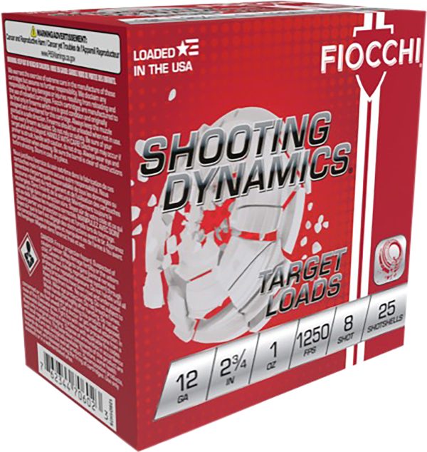 Fiocchi 12SD1X8 Shooting Dynamics  12Gauge 2.75" 1oz 8Shot 25 Per Box/10 Case