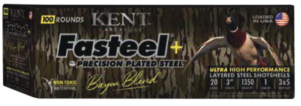 Kent Cartridge CC203FSP283X5 Fasteel + Precision Steel Sports South Exclusive Bayou Blend 20Gauge 3" 1oz 3x5Shot 100Per Box/2 Case *Case Only