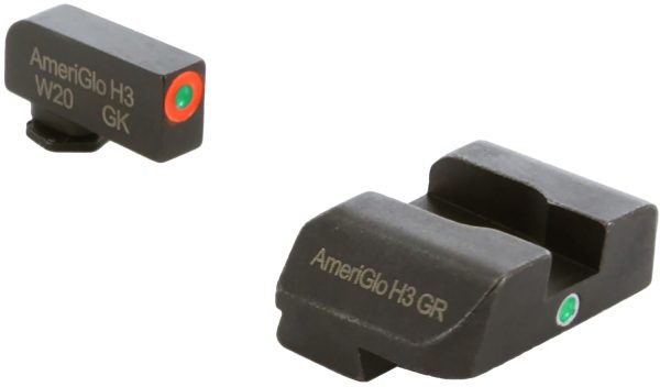 AmeriGlo GL203 i-Dot Sight  Set for Glock  Green Tritium Orange Outline Front Sight-Green Tritium Rear Sight