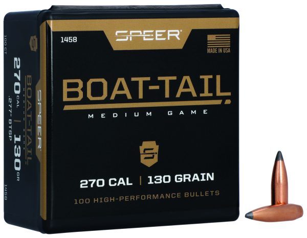 Speer 1458 Boat-Tail  270Cal 130gr Spitzer Boat Tail Soft Point 100 Per Box/5 Case