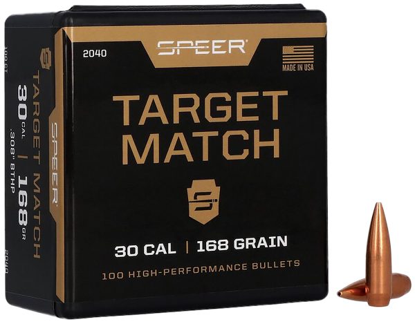 Speer 2040 Rifle Plinking Target Match .308 168 gr Open Tip Match Boat Tail 100 Per Box/ 5 Case