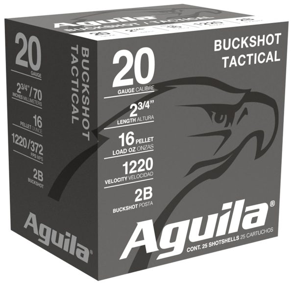 Aguila 1C2002BA Buckshot High Velocity 20Gauge 2.75" 1oz 2Buck Shot 25 Per Box/10 Case