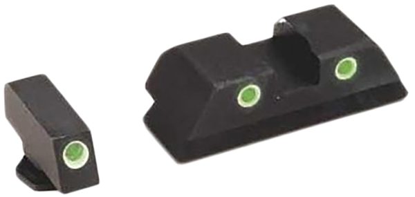 AmeriGlo GL119 Classic Tritium Sight Set for Glock  Green Tritium White Outline Front Sight-Green Tritium White Outline Rear Sight