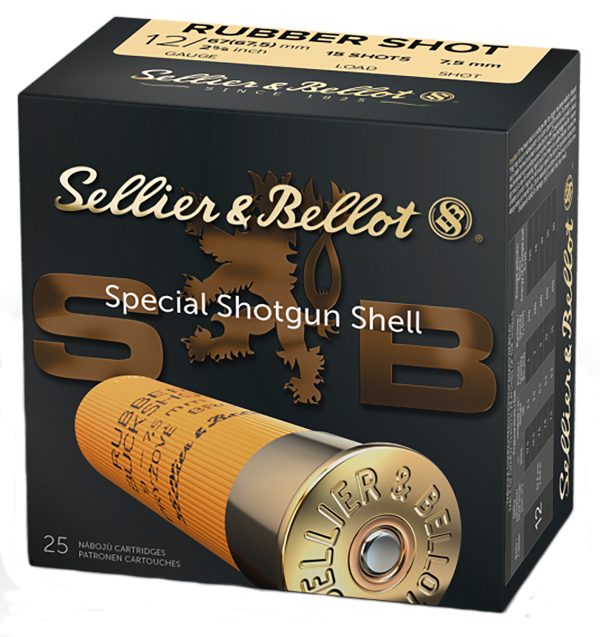 Sellier & Bellot SB12RSA Shotgun  12Gauge 2.75" 2 11/16oz 15 Rubber Pellets Shot 25 Per Box/10 Case