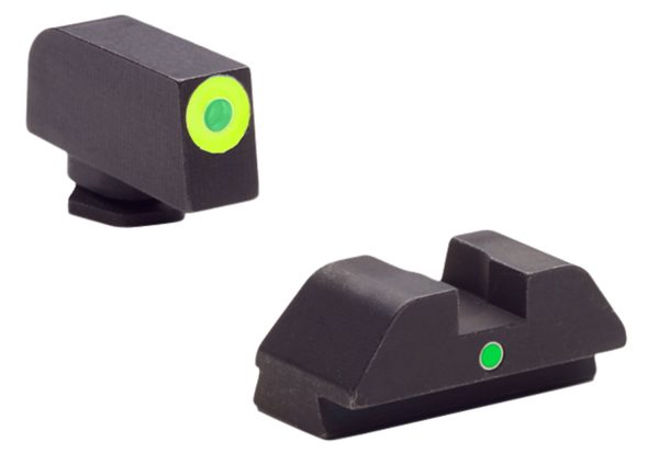 AmeriGlo GL305 i-Dot Sight  Set for Glock  Green Tritium LumiGreen Outline Front Sight-Green Tritium Rear Sight