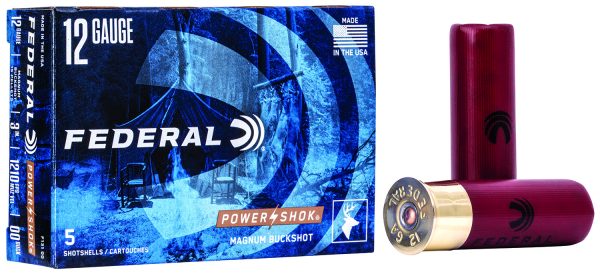 Federal F13100 Power-Shok Magnum 12Gauge 3" 1 7/8oz 00BuckShot 5 Per Box/50 Case