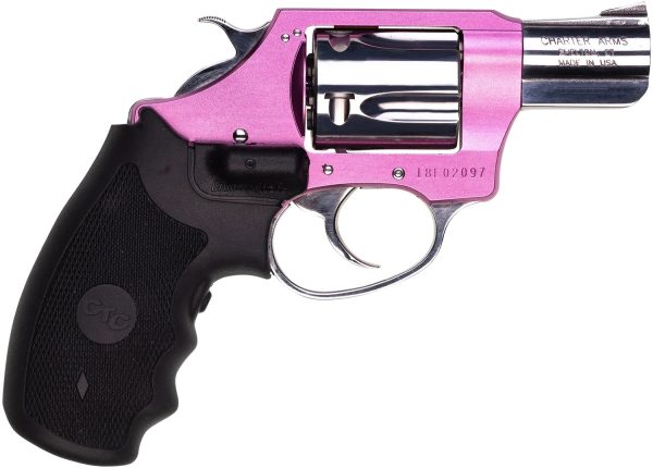 Charter Arms 53832 Undercover Lite Chic Lady Small 38 Special 5 Shot 2" High Polished Stainless Steel Barrel & Cylinder, Pink Aluminum Frame w/Black Crimson Trace Laser Grip, Exposed Hammer