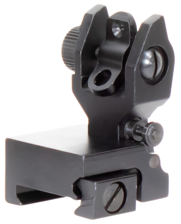 Aim Sports MT201 AR Low Profile Rear Flip Up Sight  Black Anodized Low Profile for AR-15